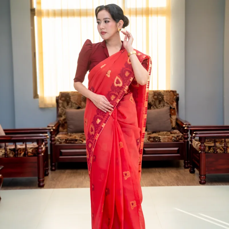 UNA Woven Sareefull - Summer Red <Br><Br>