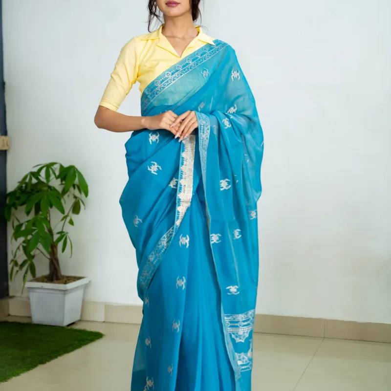 Peacock Saree - Cobalt Blue