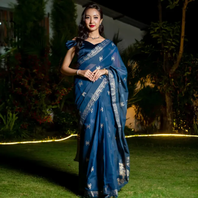 Peacock Saree - Dark Navy