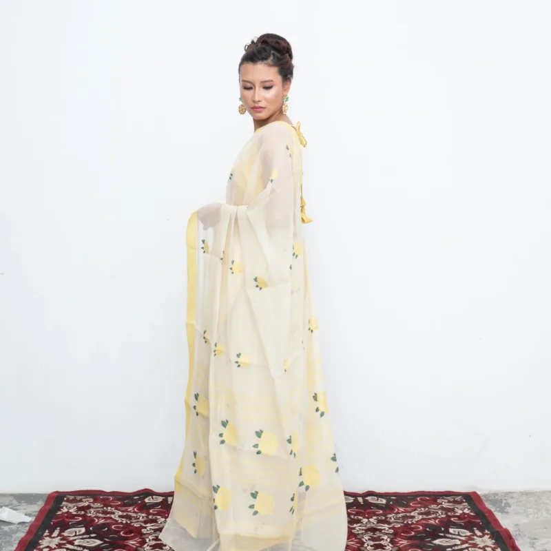 The Rose Reverie Saree - Rose yellow