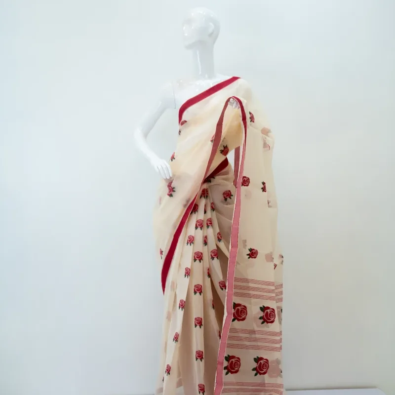 The Rose Reverie Saree - Rose Red