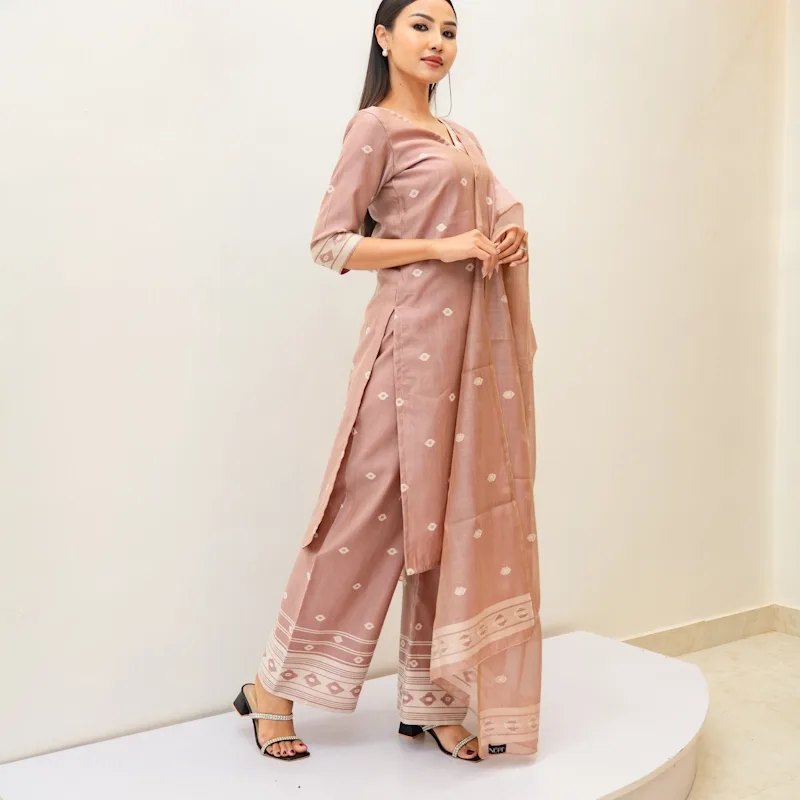 Ceremonial Fusion Three-Piece Suit - Lt. Pink, Cream