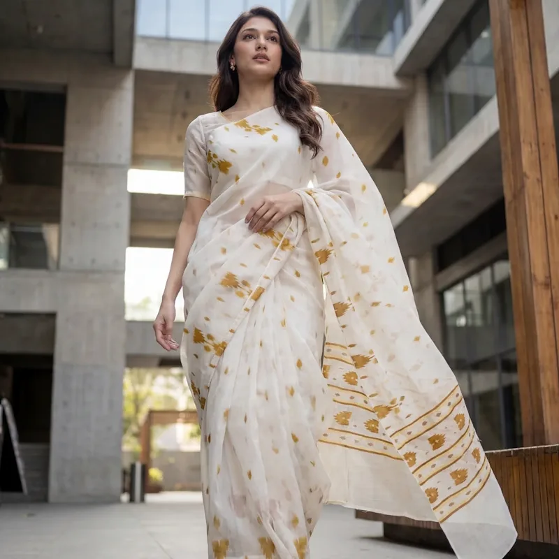Geo Heritage Saree - Yellow