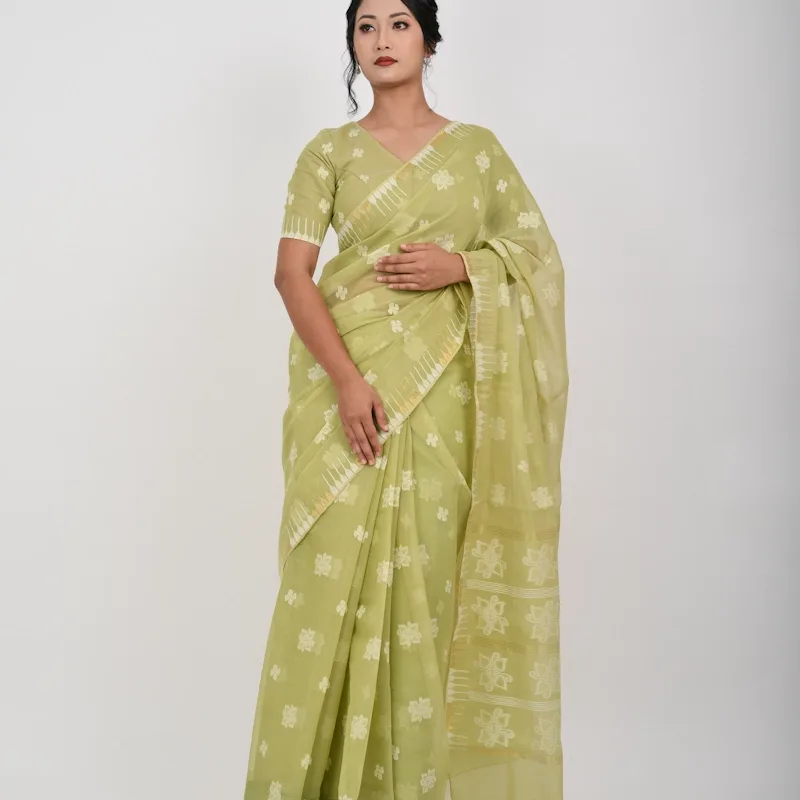Thoibi Saree - Pista Green