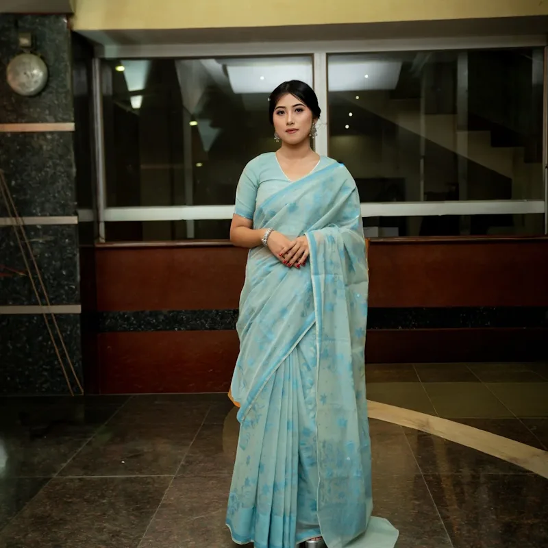 RK Tamphasana Saree - Dusty Blue