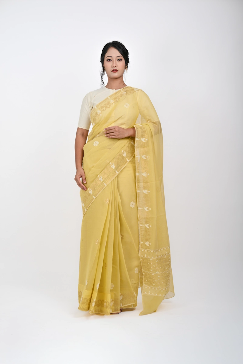 Classic Motif Saree – Gold Yellow.