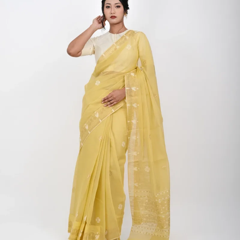 Classic Motif Saree - Gold Yellow. - NUPI RAK 8804 - NUPI